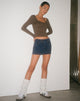 beeld van MOTEL X OLIVIA NEILL Low Rise Mini Skirt in Dark Vintage Wash