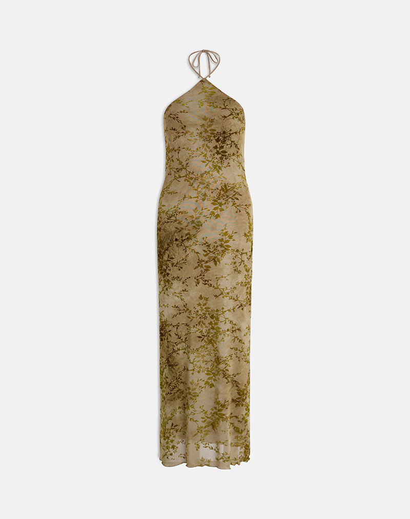 Afbeelding van Rabika Maxi Dress in Burn Velvet Green