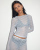Afbeelding van Amabon Lange Mouw Top in Kant Baby Blauw