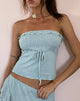 Afbeelding van Ameera Bandeau Top met Ruches in Poederblauw