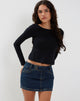 Afbeelding van Denim minirok met lage taille in donkere vintage wassing