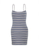 Afbeelding van Anzhelina Strappy Mini Dress in Multi Blue Stripe
