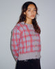 Afbeelding van Anzio Button Up Cardi in Multi Check Grijsblauw en Rood