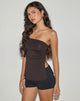 Afbeelding van Aravie Bandeau Top met Ruches in Chocoladebruin