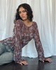 Afbeelding van Arcelia Mesh Top met lange mouwen in Botanical Shadow Bruin