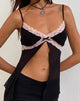 Afbeelding van Ariela Vlinder Top in Zwart met Roze Kant