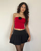 Afbeelding van Astrum Satijnen Bandeau Top in Rood met Zwarte Roos