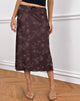 Afbeelding van Atira Midi rok in Doodle Flower Flock Bruin