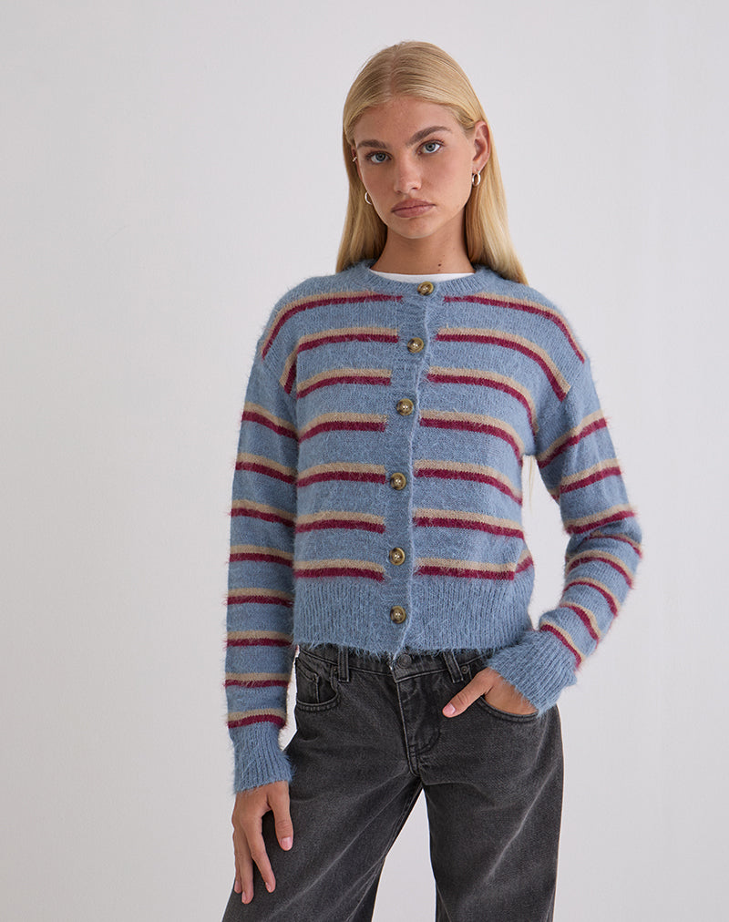 Audrina vest in blauw en rood gestreept