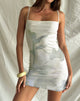Afbeelding van Basir Cowl Neck Mini Dress in Abstract Painted Flower Blue