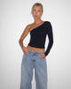 Afbeelding van Bayge One Shoulder Top in Zwart