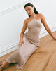 Afbeelding van Belara Maxi Dress in Satin Stripe Taupe