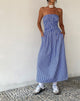 beeld van MOTEL X JACQUIE Beleame Bandeau Midaxi Dress in een blauw gestreepte popeline
