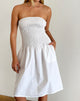 Afbeelding van Belesi Bandeau Midi Dress in Popeline Wit