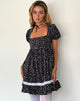Afbeelding van Beling Mini Theejurk in Zwart Ditsy Romance