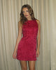 Afbeelding van Benian Mini Jurk in Satijn Jacquard Rood