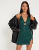 Afbeelding van Bernoki Mini Dress in Drape Sequin Forest Green