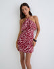 Afbeelding van Beyza Halter Mini Jurk in Zebraprint Rood