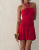Afbeelding van Bibi Bandeau Mini Jurk met Halterneck in Rood