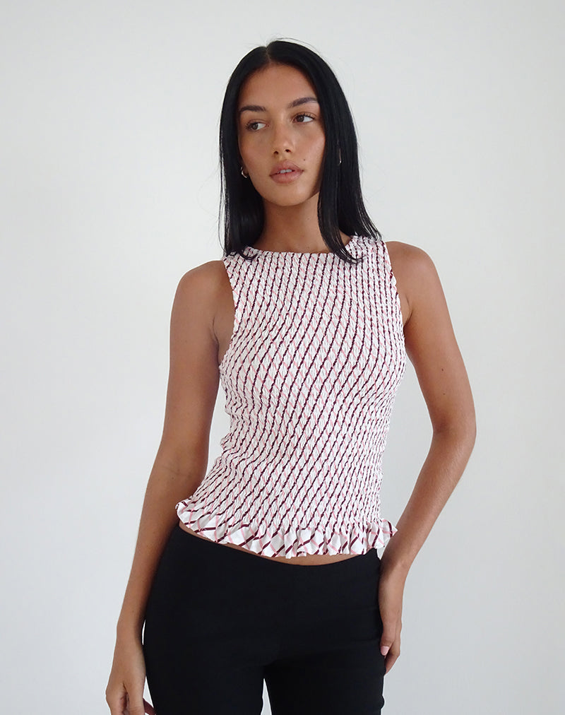 Birita Shirred Tank Top in Geometrische Tegel
