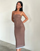 Afbeelding van Bisilk Midi Dress in Mesh Bruin met Lichtblauw