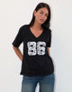Afbeelding van Blaine Oversized T-shirt in zwart met 86 wit kantborduursel