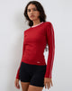 Afbeelding van Bonija Lange Mouw Top in Rood met Roze Binding