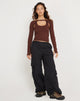 Afbeelding van Braja Haltertop met lange mouwen in Seal Brown