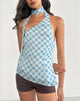 Afbeelding van Briva Nekband Top in Wazig Ruitje Blauw