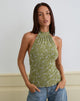 Afbeelding van Burkie Halterneck Top in Pretty Petal Flock Olive