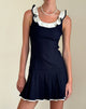 Afbeelding van Busari Frill Hals Mini Jurk in Navy