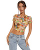 Afbeelding van MOTEL X BARBARA Shrunken Tee in 90's Tropische Collage