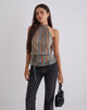 Afbeelding van Brienne Top in Blauw en Bruin Glinsterende Sheer Plisse