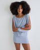 Afbeelding van Carola Cut Out Arms Mini Dress in Shimmer Blue