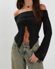 Afbeelding van Celeste Vlinder Bardot Top in Zwart