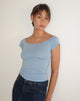 Afbeelding van Charya Off Shoulder Top in Nantucket Blue