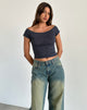Afbeelding van Charya Off The Shoulder Top in Ocean Storm