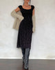 Afbeelding van Clarisse Midi Dress in Mesh Vine Flower Zwart