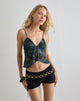Afbeelding van Cojira Mesh Vlinder Top in ton-sur-ton blauw Paisley