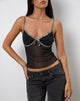 Afbeelding van Dalan Cami Top in Zwart Mesh met Boscamouflage