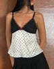 Afbeelding van Dalinda Cami Top in Zwart-Wit Polka Dot Satijn