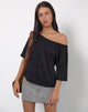 Afbeelding van Daman Off-The-Shoulder Basic Top in Zwart