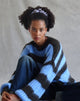 Afbeelding van Daren Gebreide Oversized Trui in Bruin en Blauwe Streep