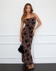 Afbeelding van Darsih Cami Maxi Dress in Floral Flock Bruin