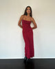 Afbeelding van Darsih Cami Maxi Dress Red Grunge Floral Flock