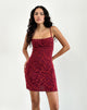 Afbeelding van Darsya Mini Dress in Grunge Floral Flock Red