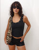Afbeelding van Dax Eyelet Ribbed Vest Top in Zwart