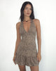 Afbeelding van Delaine Mini Jurk met Halterneck in Croc Tan