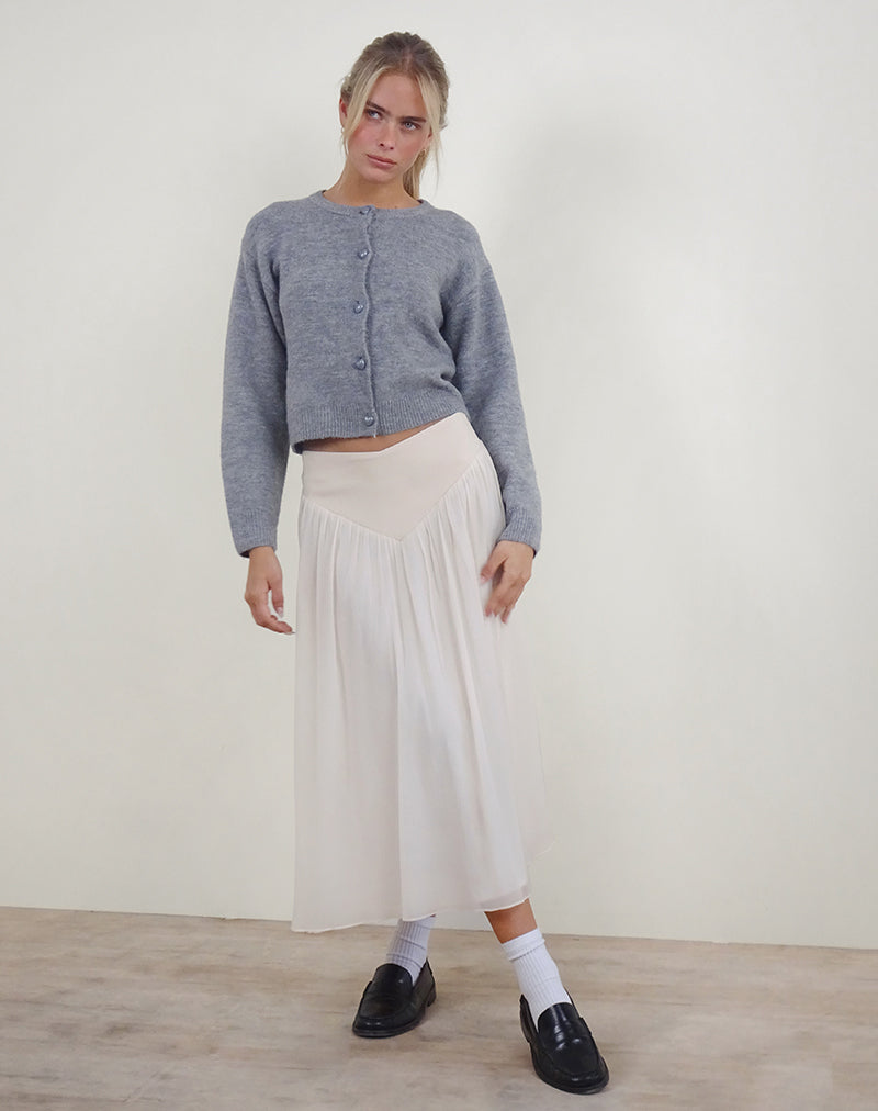 Derika V Waist Maxi Rok in Crème