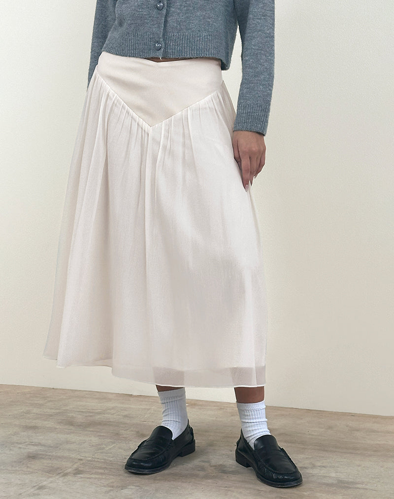 Derika V Waist Maxi Rok in Crème